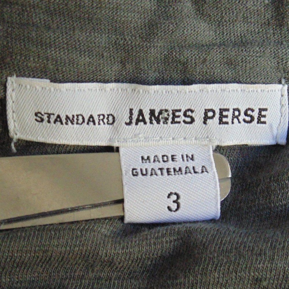 JAMES PERSE Top, 3/L, Button down, jersey, split neck, Slate green, 3/4 Sleeve - Picture 9 of 10